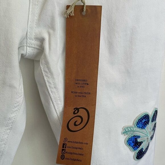 INDIGO REIN Patch Skinny Ankle White Jean.Size 11 - Picture 12 of 16